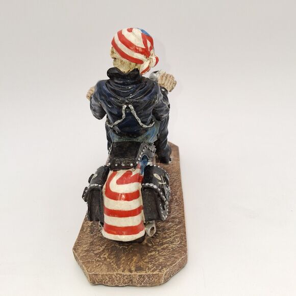 Skeleton Biker On Patriot Fat Boy Motorcycle Resin Figurine-Last Ride Motorcycle - Picture 6 of 11